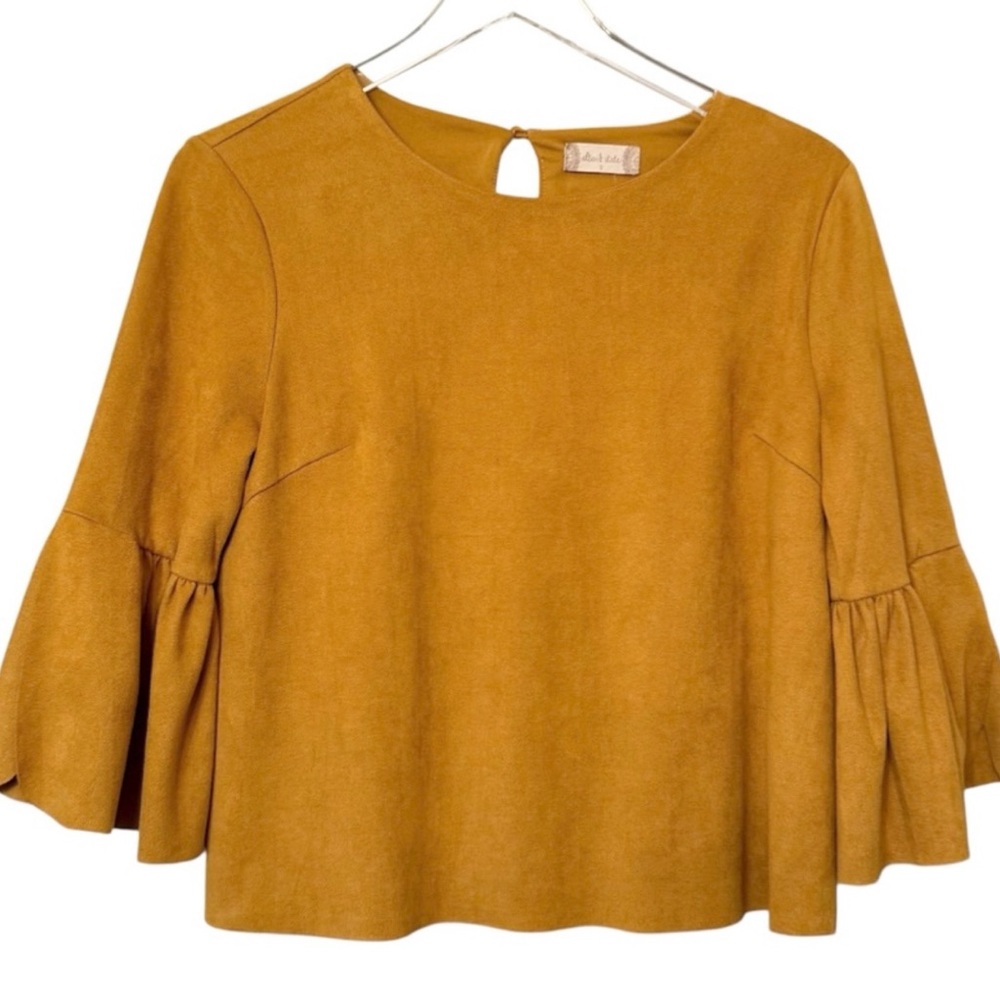 Altar'd State Top Size S Gold Faux Suede Bell Sleeve - Picture 2 of 8